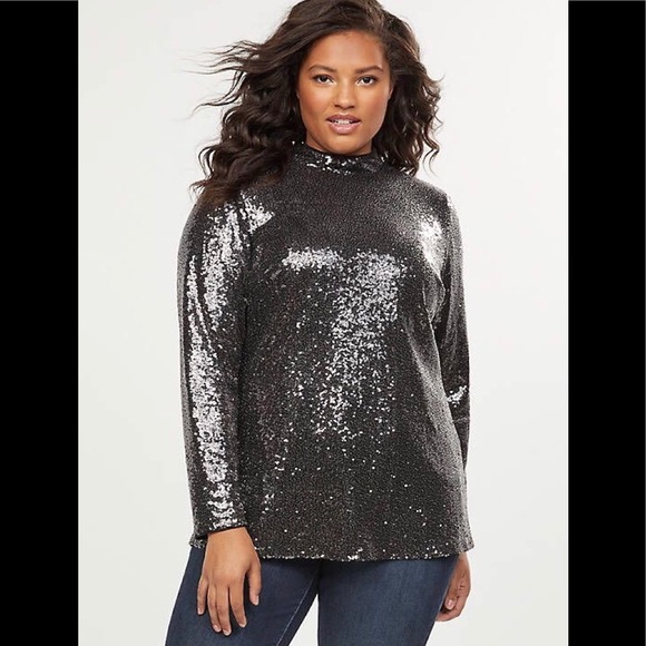 🆕NEW! Sequin Mock-Neck Top Size 22 - Picture 1 of 6
